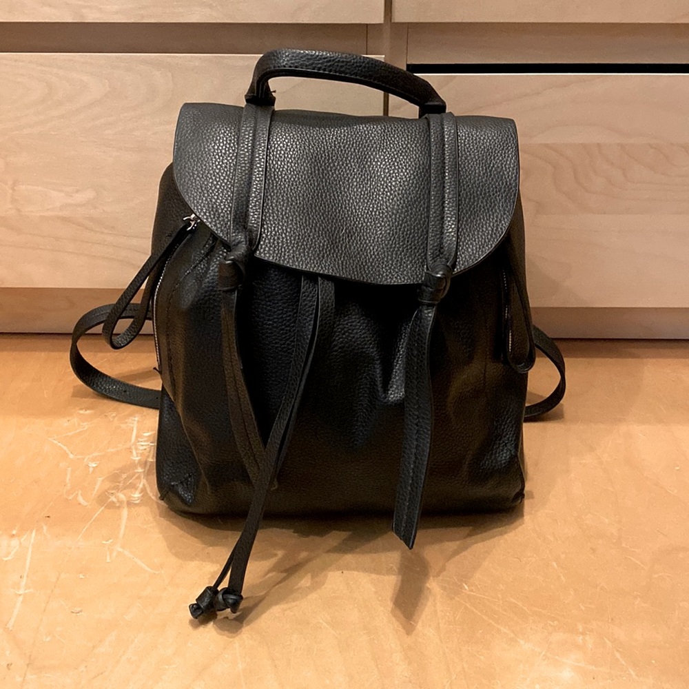 Zara black faux leather backpack